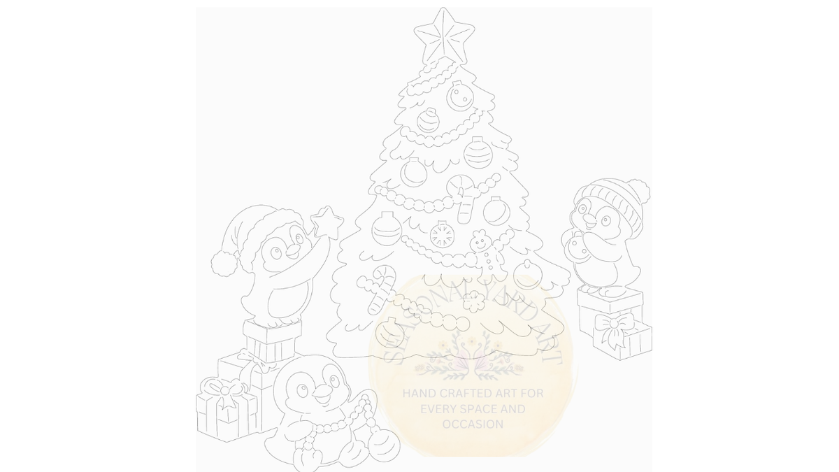 Penguins Decorating Tree Collection- Digital File Only
