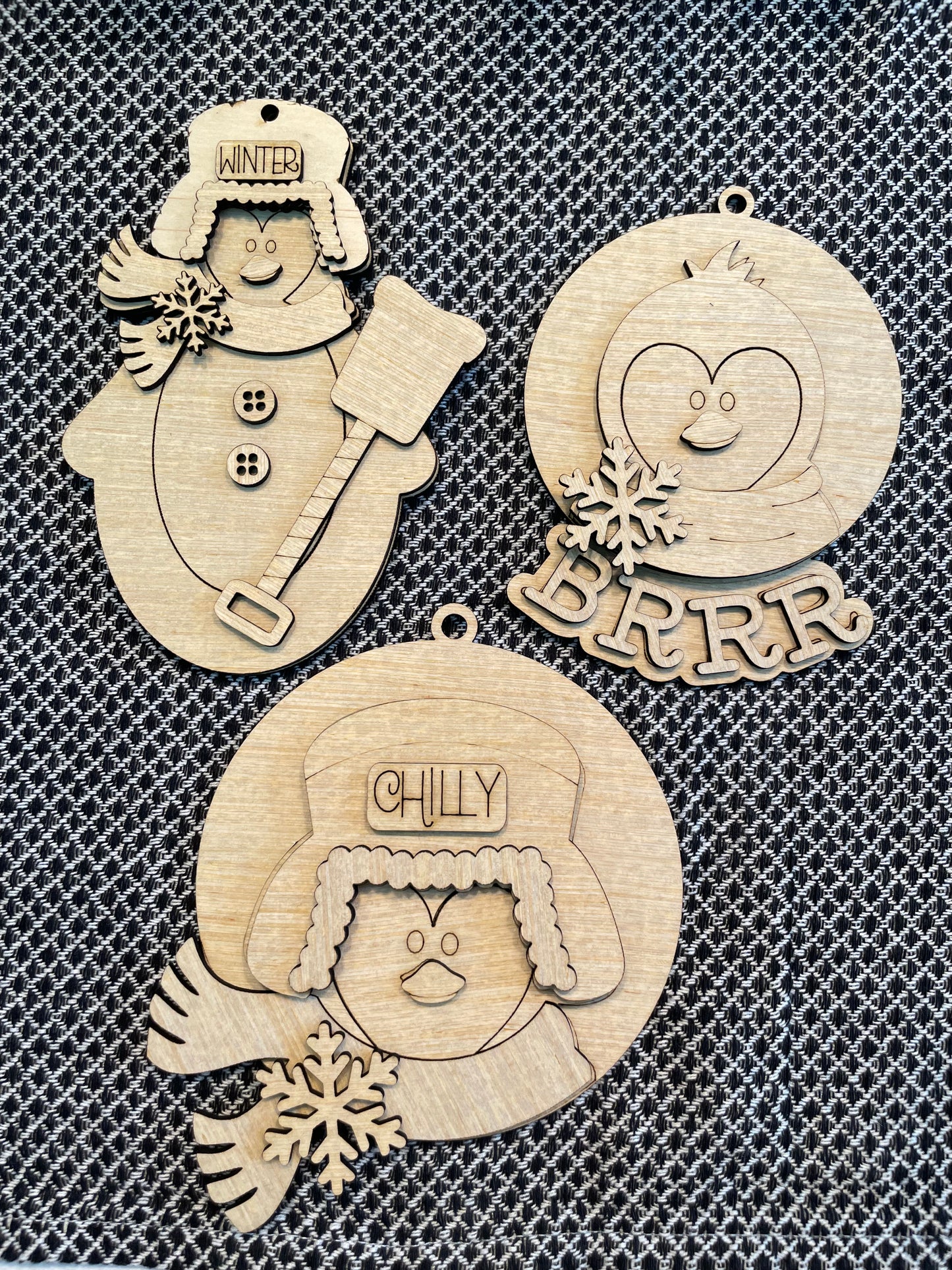 2123 -Ornaments -Penguins 3 Piece Bundle  (DIY - You paint them yourself)