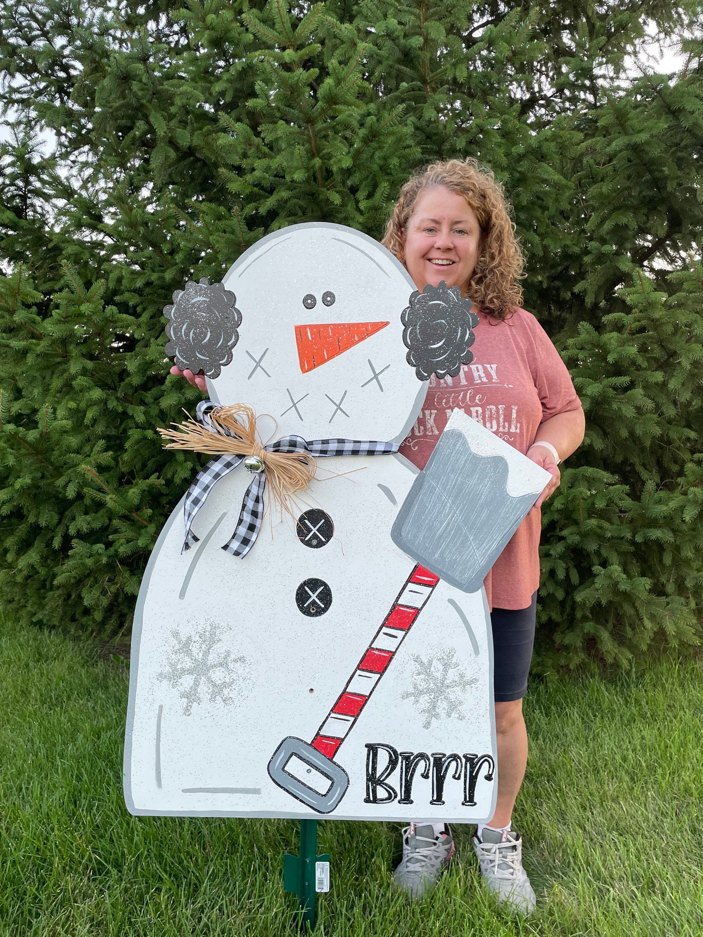 Snowman with Earmuffs with Shovel