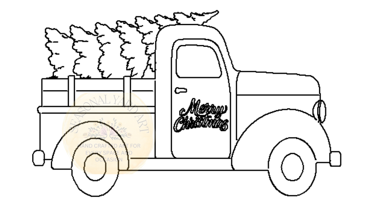 Christmas Truck with Tree- Digital File Only