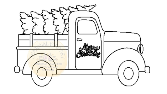 Christmas Truck with Tree- Digital File Only
