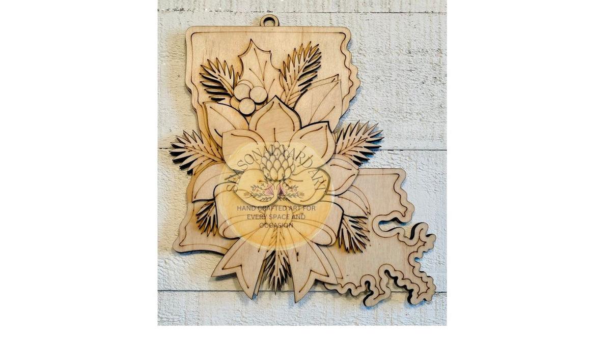 2138 - Louisiana State Ornament, 5.5" DIY Unpainted Wood