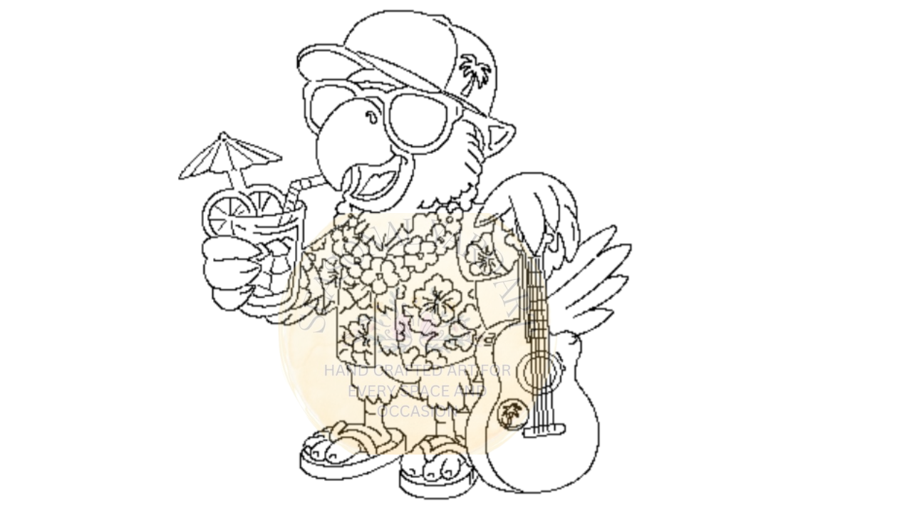 Parrot with Guitar and a Cocktail-Digital File Only