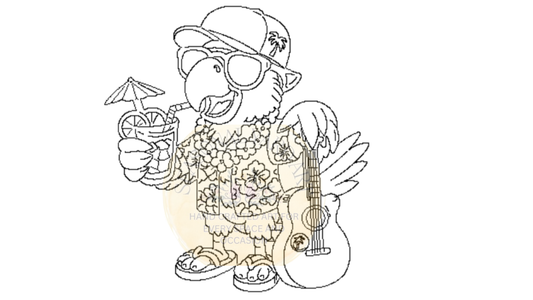 Parrot with Guitar and a Cocktail-Digital File Only