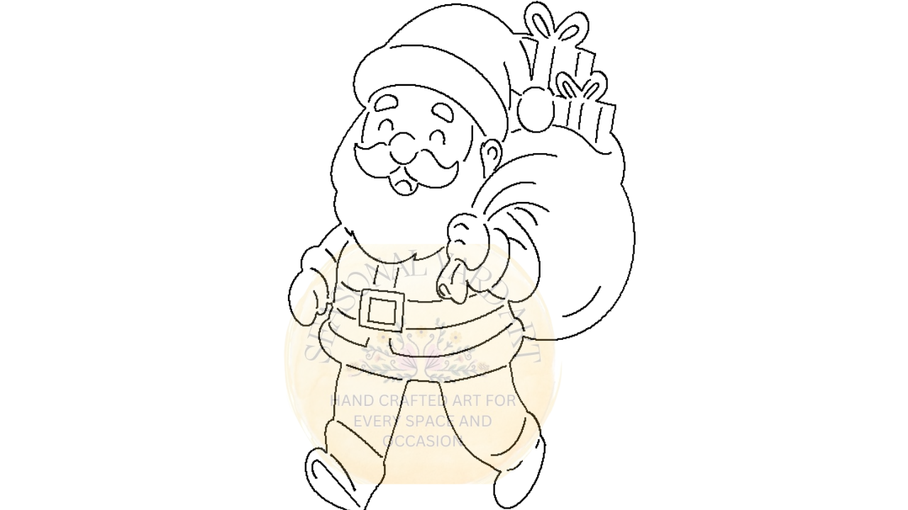 Santa with Bag of Presents - Digital File Only