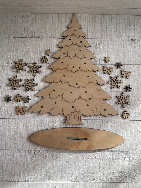 O'Christmas Tree Shelf Sitter KIT- with Lights  (DIY - you paint it)