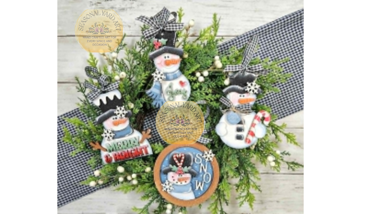 2120 -Ornaments - Snowman Blue 4 Piece Bundle  (DIY - You paint them yourself)