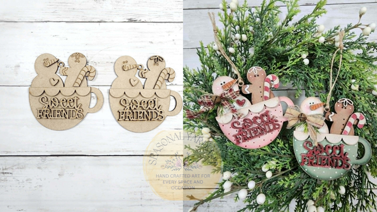 2128 -Ornaments -Swet Friends 2 piece Tea Cups Ornaments (DIY - You paint it yourself)