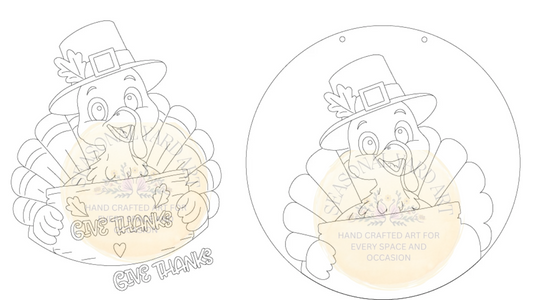 Give Thanks Turkey Door Hanger Digital Template - Thanksgiving Digital File