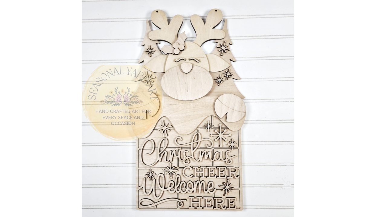Reindeer in Chimney Door Hanger  (DIY You Paint Yourself)
