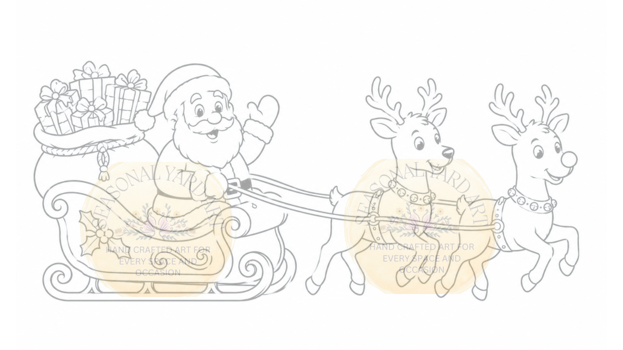 Santa in Sleigh with two Reindeers- Digital File Only