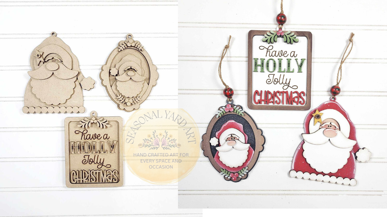 2132 -Ornaments -Santa Bundle  M25-  3 piece Ornaments (DIY - You paint it yourself)